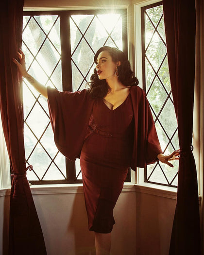 Maggie Nolia The Drusilla Dress Burgundy Le Femme En Noir