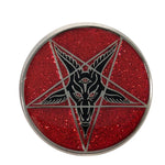 Kreepsville Glitter Goat Baphomet Enamel Pin Red