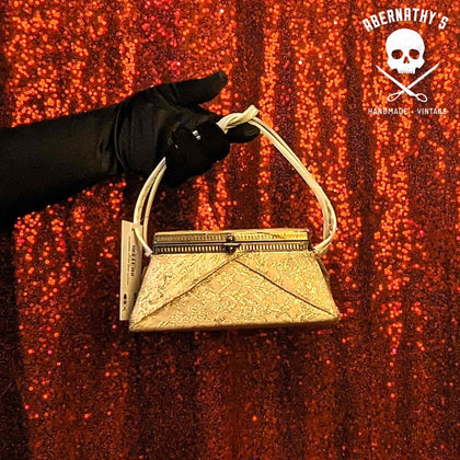 Vintage Gold Fabric Box Purse