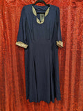 Vintage 1940's AS IS Blue Crepe and Sequin Dress