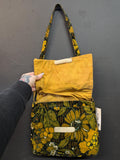 Vintage Green Yellow Floral Carpet Bag