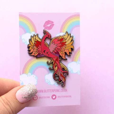 Glitter Punk Phoenix Enamel Pin