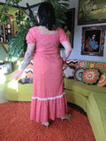 Vintage 1970's Pink Peasant Dress