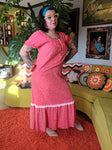 Vintage 1970's Pink Peasant Dress