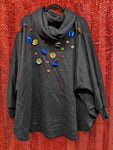 Vintage 80s Black Sweater with Rainbow Sequins
