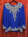 Vintage 1990's Volup Royal Blue Beaded Skirt Set