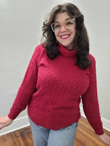 Vintage 80's Red Turtle Neck Sweater