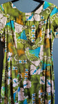 Vintage 60s Green Tropical Maxi Dress