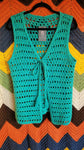 Vintage 1970's Teal Knit Vest