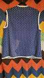 Vintage 1970s Blue Polka Dot Vest