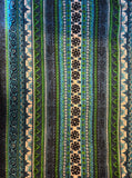 Vintage 60's Blue and Green Tropical 2 Panel Curtain Set