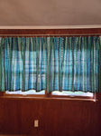 Vintage 60's Blue and Green Tropical 2 Panel Curtain Set