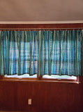 Vintage 60's Blue and Green Tropical 2 Panel Curtain Set