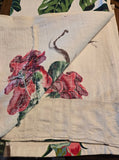 Vintage 40's Pink and Blue Rose Print 2 Panel Curtain Set