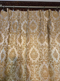 Vintage 60's White and Gold Hollywood Regency 2 Panel Curtain Set