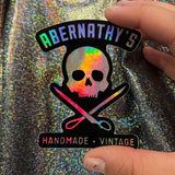 Abernathy's Holographic Skull and Scissors Sticker