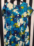 Vintage Blue Floral Tropical Dress