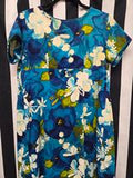 Vintage Blue Floral Tropical Dress