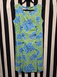 Vintage Volup 1960's Blue Green Paisley Wiggle Dress