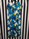 Vintage Blue Floral Tropical Dress