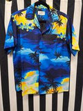 Vintage 1970s Helenas Blue Tropical Shirt