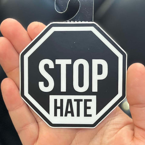 Blue Ribbon Lounge Stop Hate Sticker