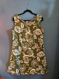 Vintage 1960's Olive Green Hawaiian Dress