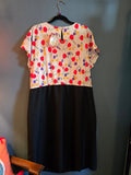 Vintage 1980s Red Tulip Dress with Black Skirt