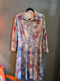 Vintage 1970's Blue Floral Shirt Dress