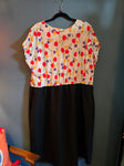 Vintage 1980s Red Tulip Dress with Black Skirt