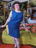 Vintage 1960s Asian Brocade Navy Silk Dress