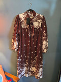 Vintage 1970's Brown Floral Print Dress