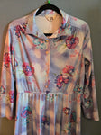 Vintage 1970's Blue Floral Shirt Dress