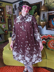 Vintage 1970's Brown Floral Print Dress