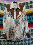 Vintage White Brown Floral Western