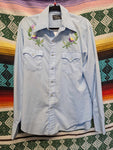 Vintage 70s Blue Floral Western