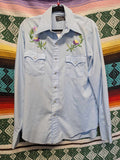 Vintage 70s Blue Floral Western