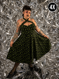 Gently Used Unique Vintage Rita Black & Green Bat Dress