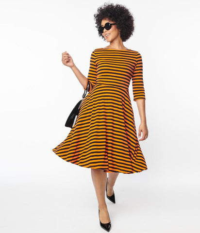 Anita Moore UV Orange & Black Dress