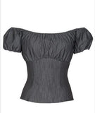 Anita Moore Pinup Couture Denim Peasant Top