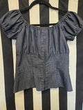 Anita Moore Pinup Couture Denim Peasant Top