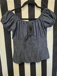Anita Moore Pinup Couture Denim Peasant Top