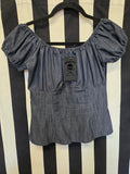 Anita Moore Pinup Couture Denim Peasant Top