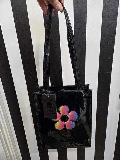 Vintage Y2K Black Patent Flower Bag