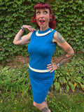 Vintage 60s Teal and White Mod Skirt Set