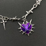 Mio Queena Gothic Purple Thorns Heart Dagger Necklace