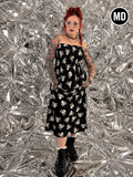 Gently Used Black Skull and Cross Bones Strapless Dress