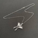 Mio Queena Silver Tone Luna Moth Necklace