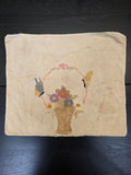 Vintage Embroidered Butterfly and Basket Pillow Case