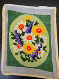 Vintage Purple White and Yellow Floral Cross Stitch